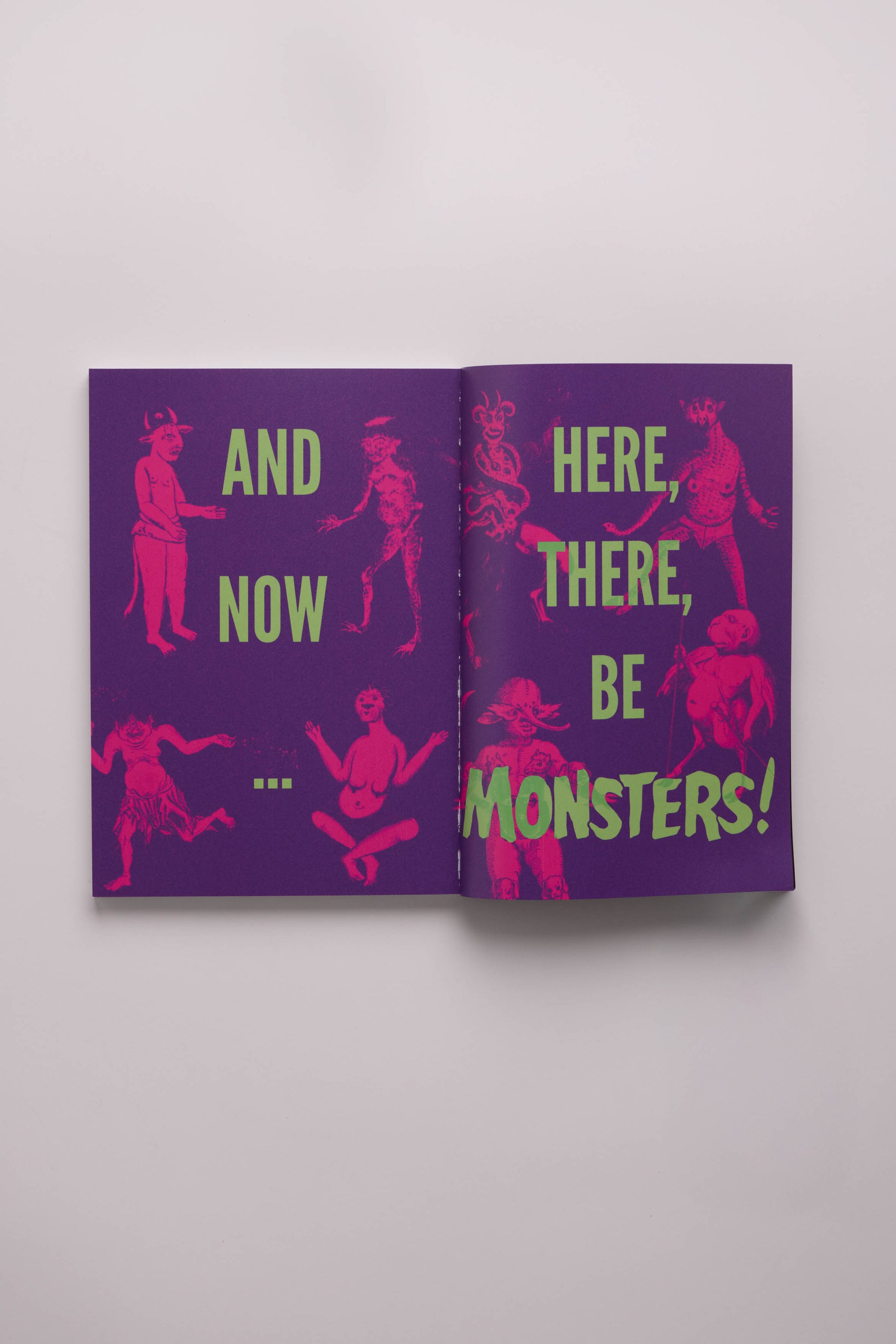 Inside double page spread from Here There Be Monsters