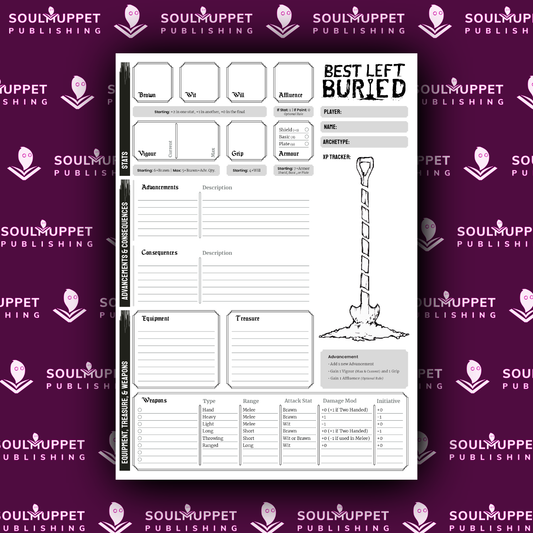 Best Left Buried Character Sheets